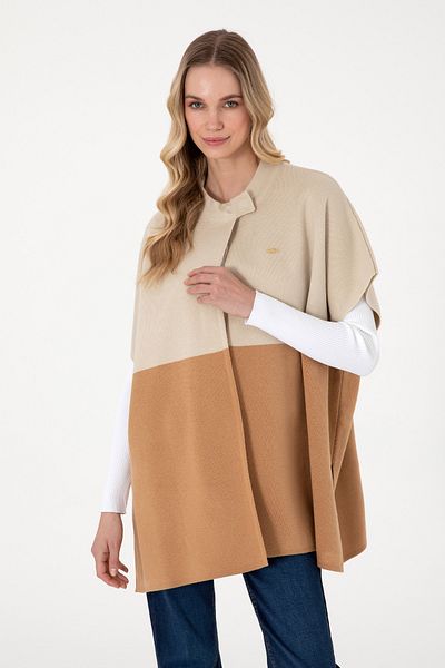 U.S. Polo Assn. Women's Stone Knitwear Poncho 50293013-Vr049