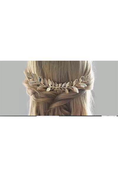 Pelin Aksesuar Gold Yaprak Uzun Tarak Toka