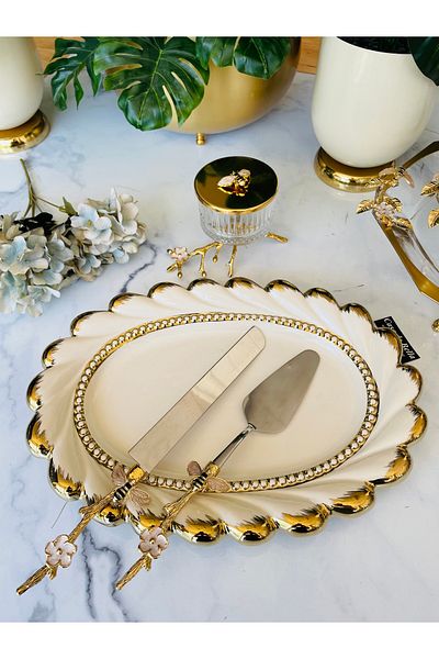 CASA DE BELLA Valonia Gold Large Size Oval Presentation Service 39cm
