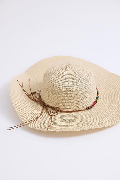 Raneel Kazançlı Alışveriş Women's Straw Beach Hat with Accessories Mink