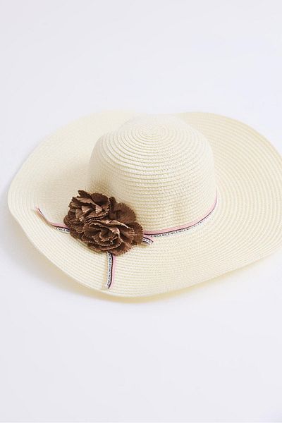 Raneel Kazançlı Alışveriş Straw Women's Beach Pool Garden Hat with Accessories Cream