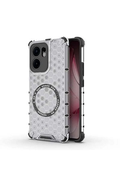 SKYDDAR INNOVATION Case for Oppo Reno13 F 4G 5G/ Reno13 FS 5G, HoneyComb Shield MagSafe, White, set with sticker