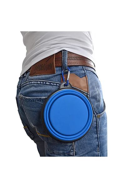 Linomag Bol pliabil pentru apă și hrană, Linomag®, Pentru câini și pisici, Silicon, 650 ml, Albastru