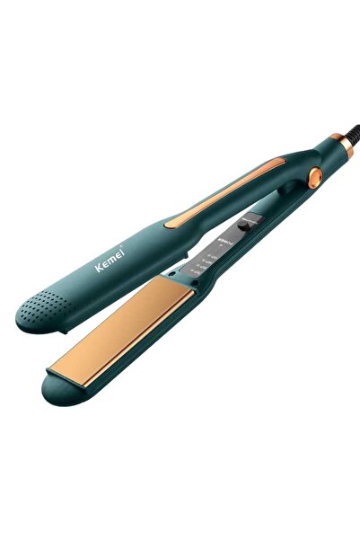 Kemei Placa de indreptat parul, Kemei, Placi ceramica, 230°C, 60W, Verde/Auriu