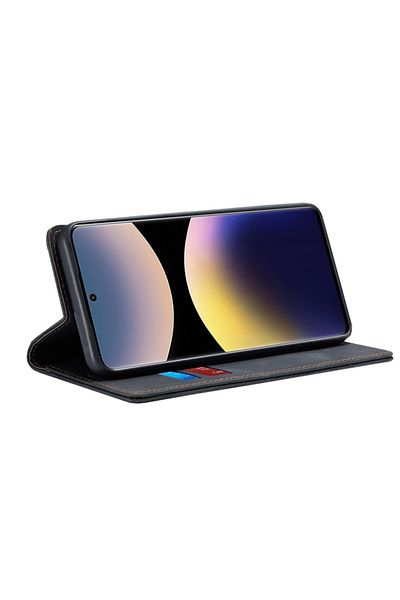 SKYDDAR INNOVATION Husă pentru Xiaomi Redmi Note 14 Pro 4G / Poco F7, Portofel, Carte, din piele, Negru, set sticker