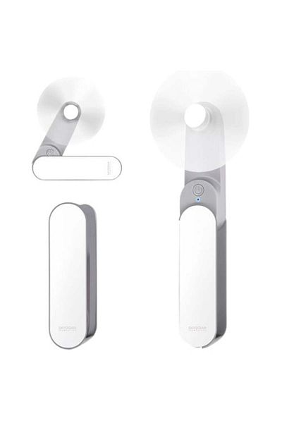 SKYDDAR INNOVATION Mini Portable Fan, Pocket Fan, Desk Fan, Handheld Fan, Silent Fan, Foldable Fan, 1200mAh, - White