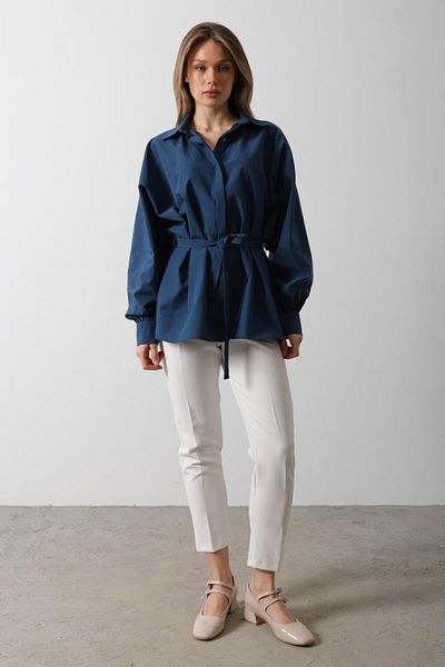 modaserdem Waist Detailed Shirt - Indigo
