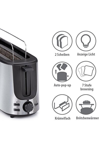 Alpina Bread toaster for 2 loaves, long stainless steel 1000W