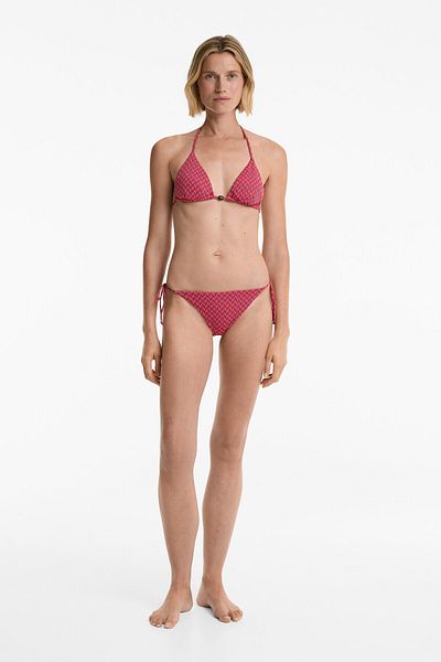 Oysho Medium-coverage jacquard tie bikini briefs