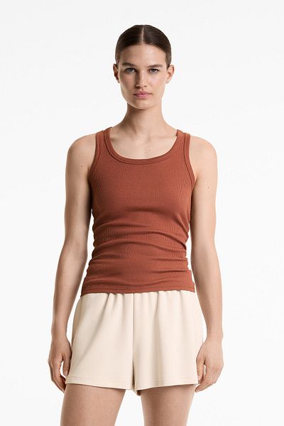 Oysho Sleeveless rib top with cotton and modal