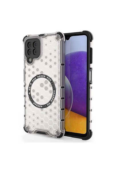 SKYDDAR INNOVATION Case for Samsung Galaxy A22 5G, HoneyComb Shield MagSafe, White, sticker set