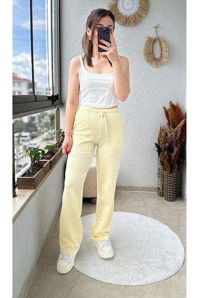 TUNAM BUTİK Line Patterned Cotton Trousers