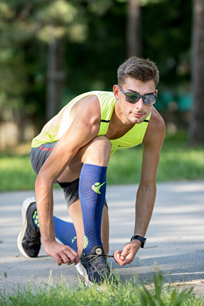 Try to Fly Κάλτσες συμπίεσης για τρέξιμο ΚΑΛΤΣΕΣ ΣΥΜΠΙΕΣΗΣ 3/4 Μπλε - Κίτρινες