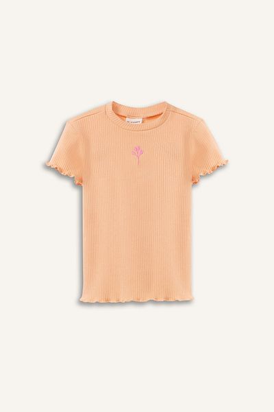 DeFacto Baby Girl Crew Neck Floral Ribbed Camisole Short Sleeve T-Shirt B7544A525Sm