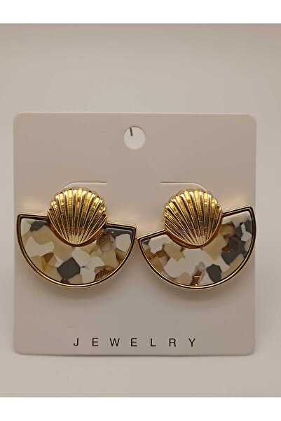 TLSMACCESORIES MERMER DESEN DENİZ KABUKLU BEJ YEŞİL KÜPE