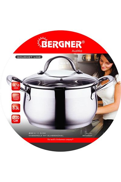 Bergner Stainless steel saucepan with lid 20 cm Gourmet
