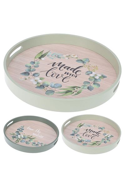 Koopman Set 2 serving trays, 38x38x4.5 cm/35x35x4 cm, polypropylene, light green/dark green
