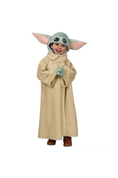 Depox Detský kostým, Baby Yoda, béžový, vrátane masky, 7-9 rokov, 120-130 cm