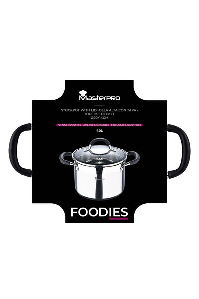 MasterPro Pot with lid, stainless steel FOODIES 20 cm, 4 liters