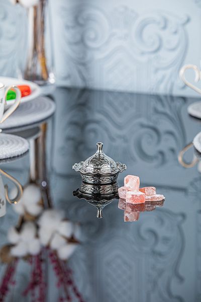 Sena 6 Pieces Round Metal Turkish Delight Holder (069-6)