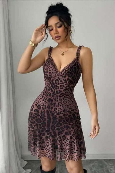 HOBİ CONDİ New Premium Special Series Trend Model Design Wonder Patterned Strap Mini Stylish Elegant Club Evening Dress