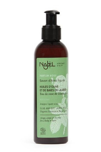 NAJEL Organic liquid Aleppo soap with Damascus rose, 200ml - NAJEL