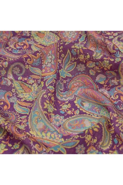 ipekevi İpekevi Mesopotamia Patterned Tenselsoft Shawl 02889-Fig Purple