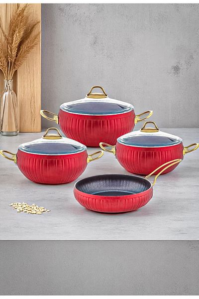 Gökdil Ultra Luxury 7 Pcs Set 20-24-28 Deep Pot 26 Pan