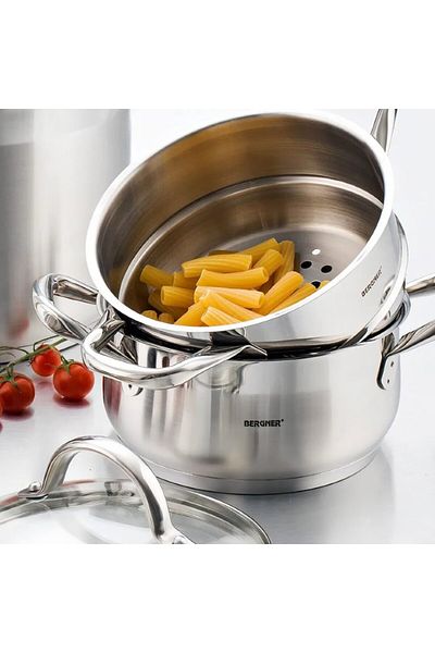 Bergner Stainless steel steamer with lid 18 cm Gourmet