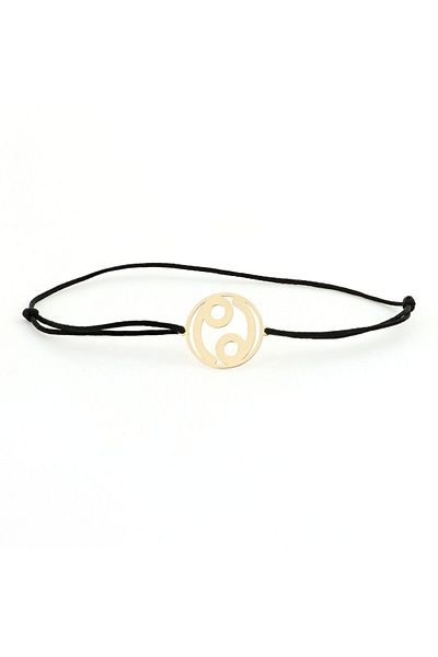 MOHI Fine Jewellery 14k yellow gold Cancer pendant cord bracelet