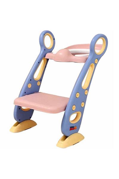 Linomag Kids Toilet Seat with Ladder, Linomag®, Foldable, Height Adjustable, Soft Seat, Purple/Rose