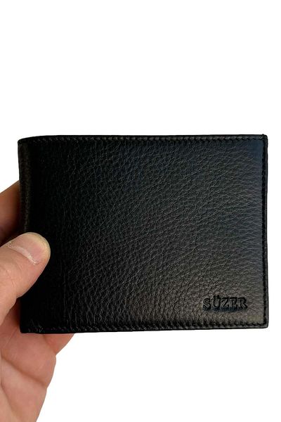 S.S SÜZER DERİ Black Genuine Leather Horizontal Model Classic Men's Wallet
