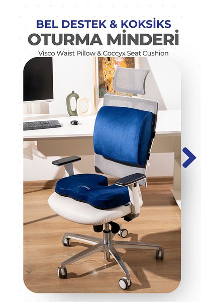 VİSCOTEX Visco Orthopedic Sitting and Lumbar Support Cushion Set, Back Pillow and Coccyx Cushion