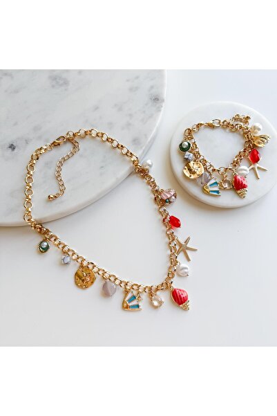 Venus Design Çelik Balık Charm Kolye-Bileklik Seti