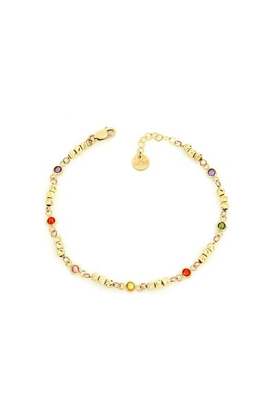 MOHI Fine Jewellery Bratara cu bile colorate si bile din aur galben de 14k