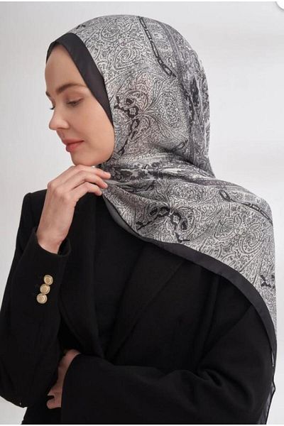 ARMANDA Imported Voile Nuit Pattern Shawl 04463-Anthracite