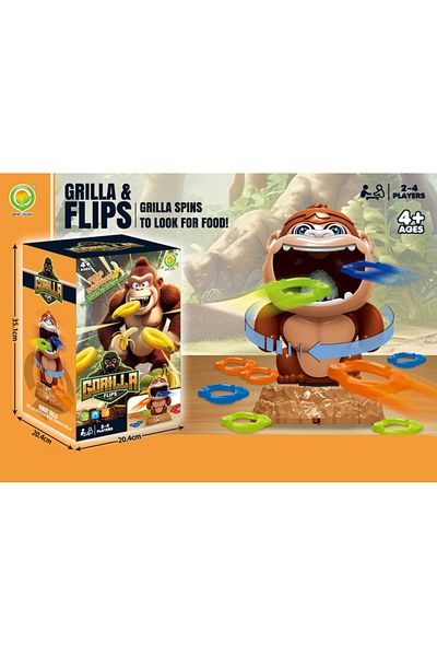 Point Plus Monkey Spinning Ring Shooter Game - Group Game for Kids for 2 to 4 Players