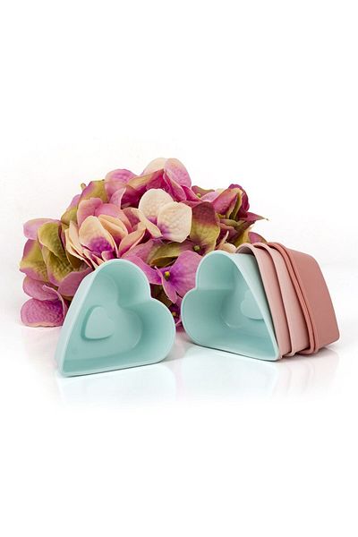 Homelux Set 6 pcs silicone baking molds for muffins, 7x3 cm, heart-shape
