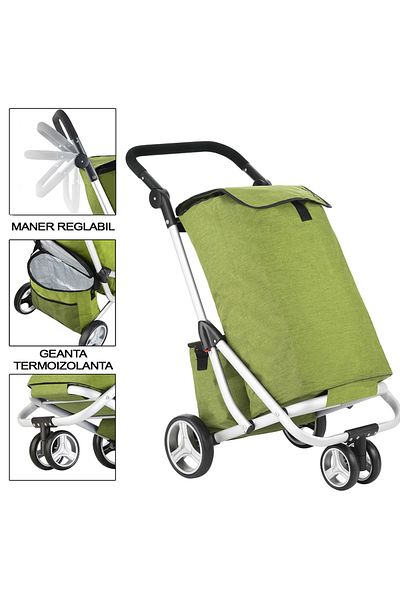 Cruiser Shopping Trolley, 650071, 3 Wheels, 97 X 56 X 46 Cm, 58 L / 14 L, Polyester, 650071, Green