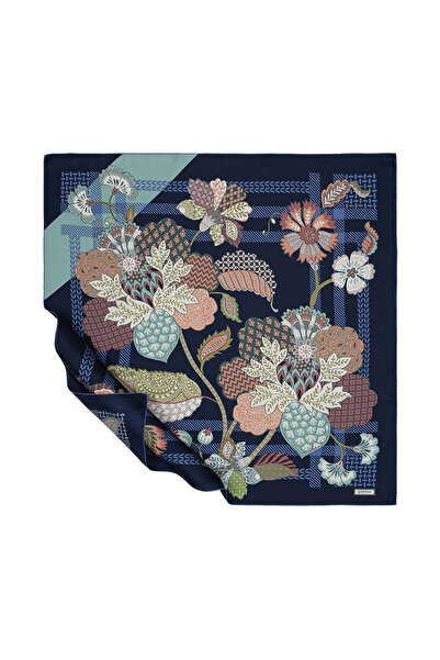 ipekevi Eșarfă de mătase Mihrace Tivil albastru denim