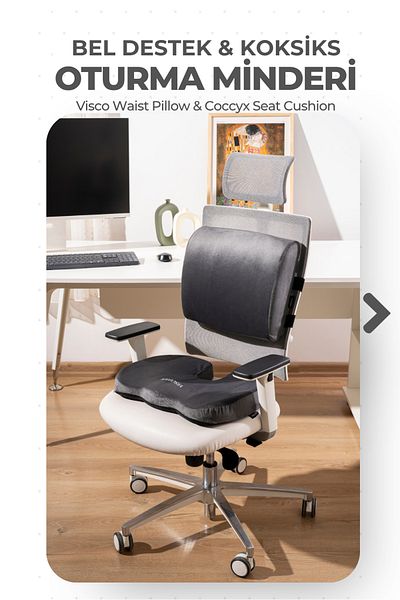 VİSCOTEX Visco Orthopedic Sitting and Lumbar Support Cushion Set, Back Pillow and Coccyx Cushion