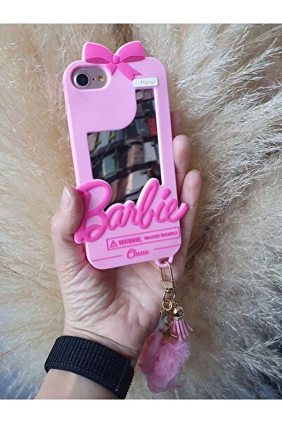 ZB Aksesuarda Moda iPhone 6 ve 6S Uyumlu Aynalı Ponponlu Barbi Silikon Kılıf