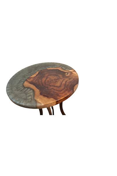 Eduart Design Epoksi Ceviz Orta Sehpa, Masa (METAL AYAKLI)