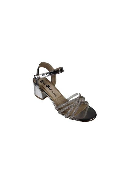 Yaz Kış Ayakkabı Yazkiş Women's Black White Silver Cross Strap Stone Ankle Strap 5cm Thick Heel Evening Dress Ay