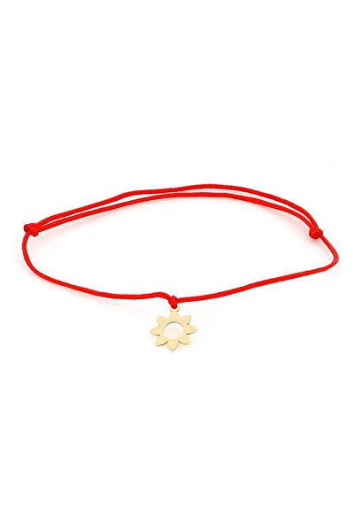 MOHI Fine Jewellery Bratara snur reglabil cu pandant in forma de floricica, aur 14k