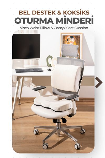 VİSCOTEX Visco Orthopedic Sitting and Lumbar Support Cushion Set, Back Pillow and Coccyx Cushion