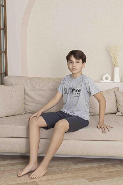 RAPAPA Boys' Bottom Top Short Sleeve Bermude Boy Shorts Suit Pajamas Suit 4008g