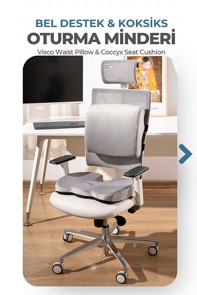 VİSCOTEX Visco Orthopedic Sitting and Lumbar Support Cushion Set, Back Pillow and Coccyx Cushion