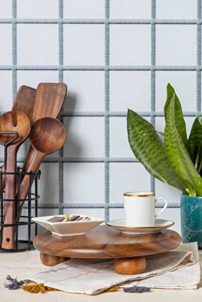 FH finehome Volleyball Acacia Ball Foot Round Presentation Board 25cm