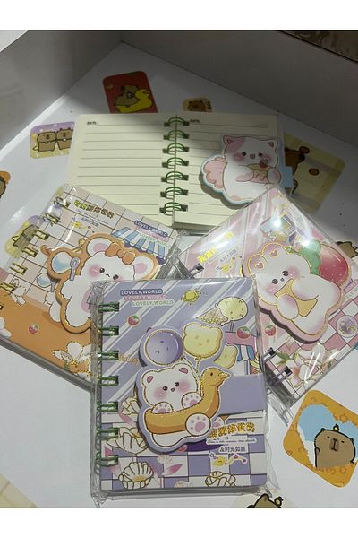 demirosa 4 Pcs A7 Size Mini Spiral Notebook with Cute Sticker Rabbit Cover